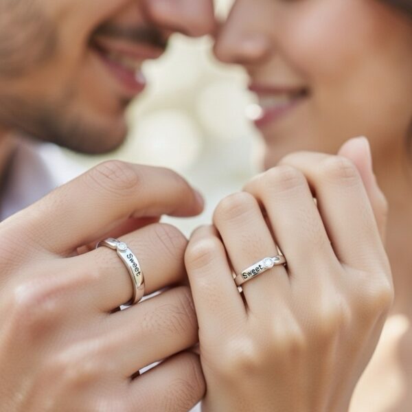 925 Sterling Silver Adjustable Couple Ring – Sweet Engraved Band
