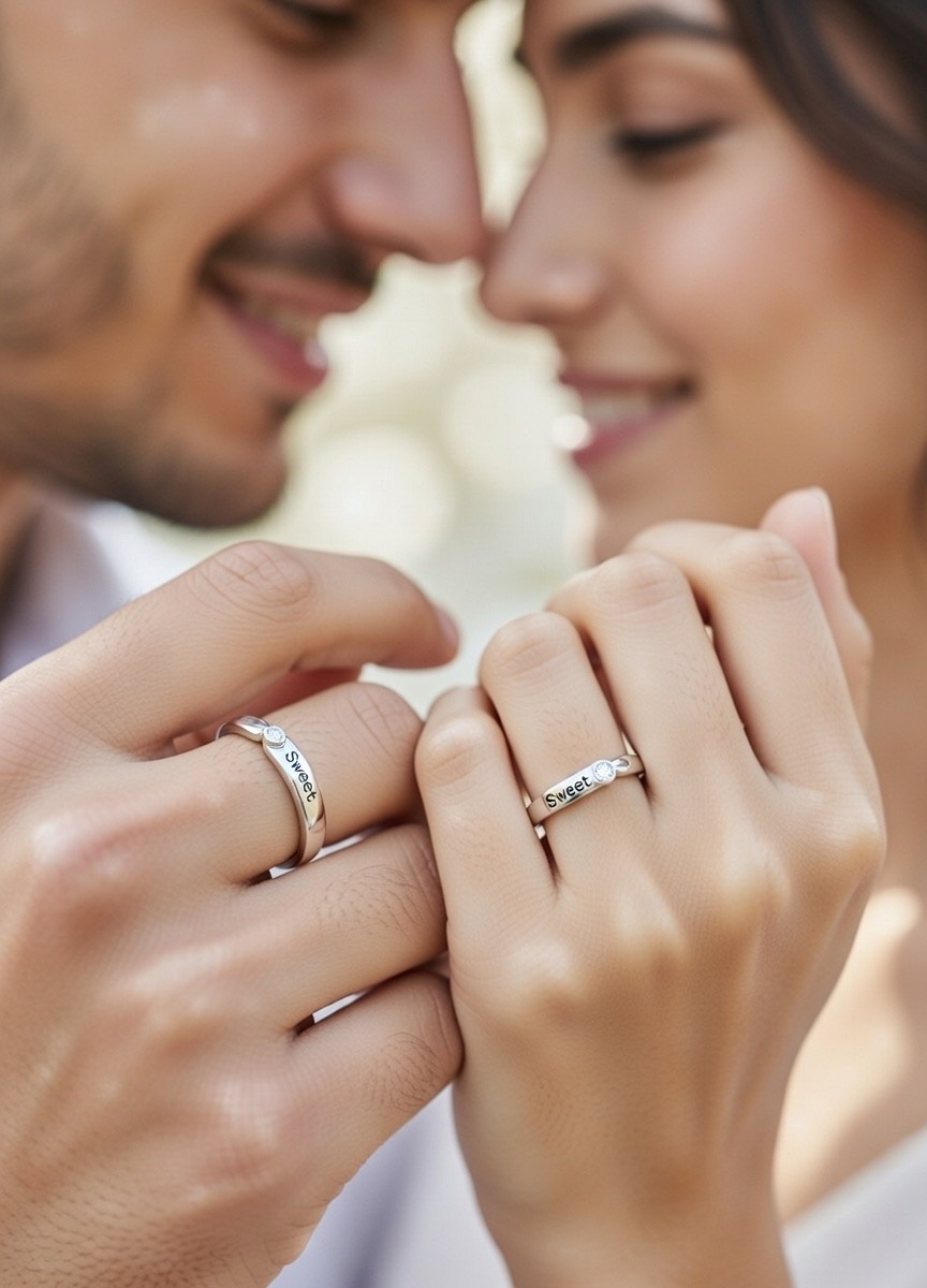 925 Sterling Silver Adjustable Couple Ring – Sweet Engraved Band