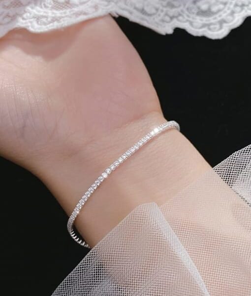925 Sterling Silver Italian Dainty CZ Bracelet
