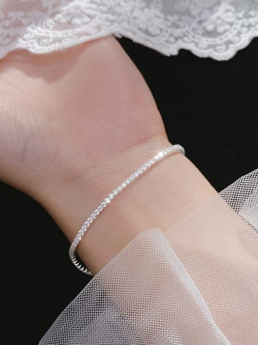 925 Sterling Silver Italian Dainty CZ Bracelet