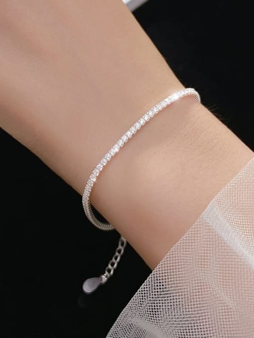 925 Sterling Silver Italian Dainty CZ Bracelet - Image 2