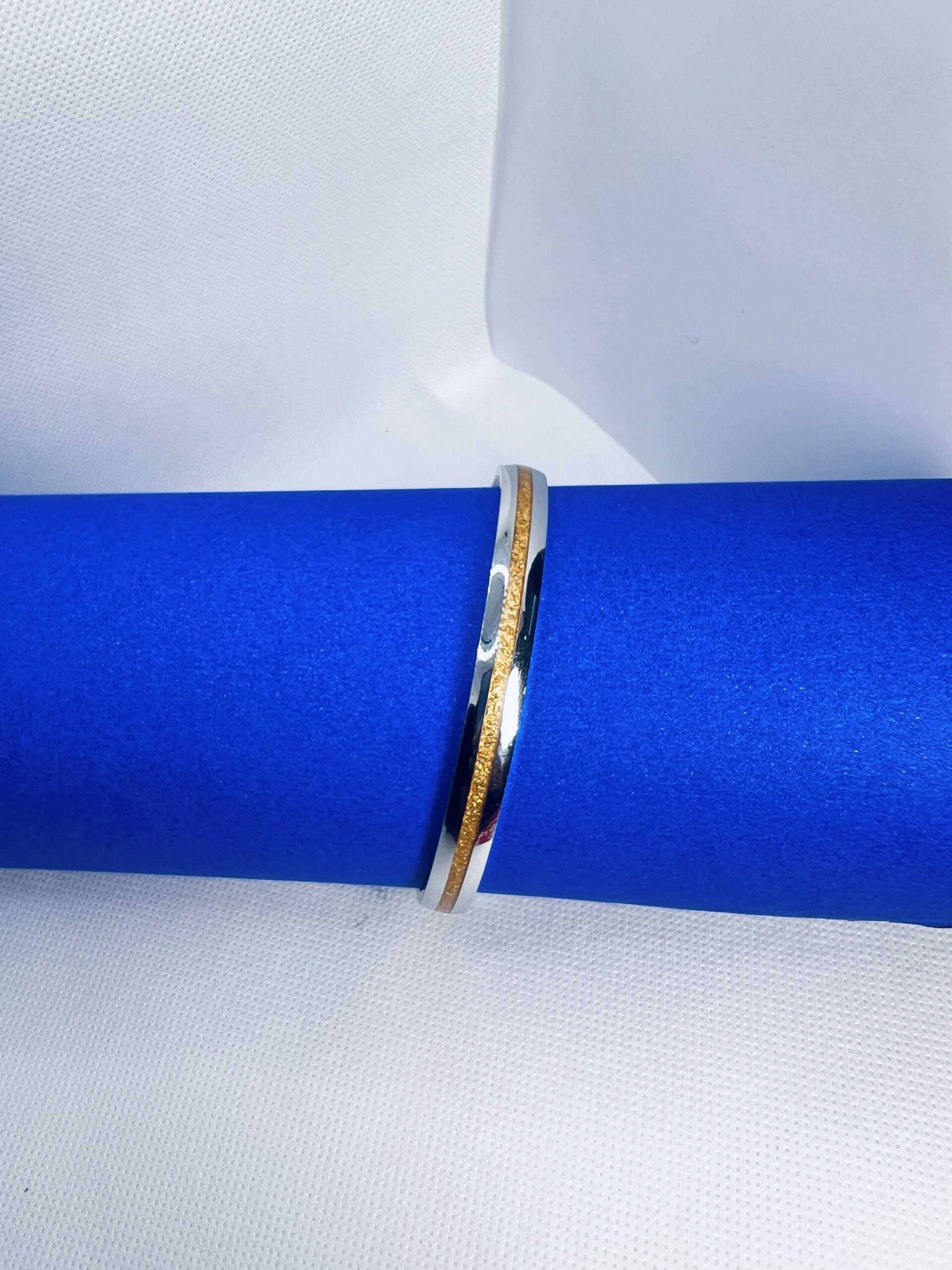 Gold-Inlaid 925 Silver Men's Kada - Image 3