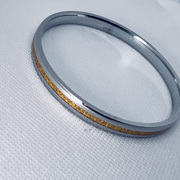 Gold-Inlaid 925 Silver Men's Kada