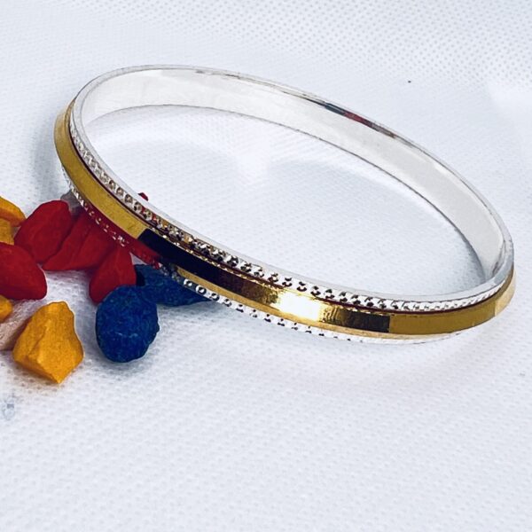 Classic Two-Tone 925 Silver Men's Kada