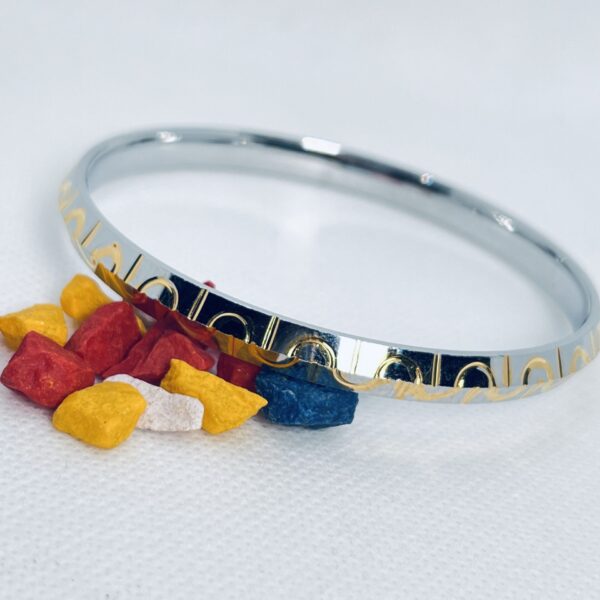 Etched & Gold-Plated 925 Silver Men's Kada