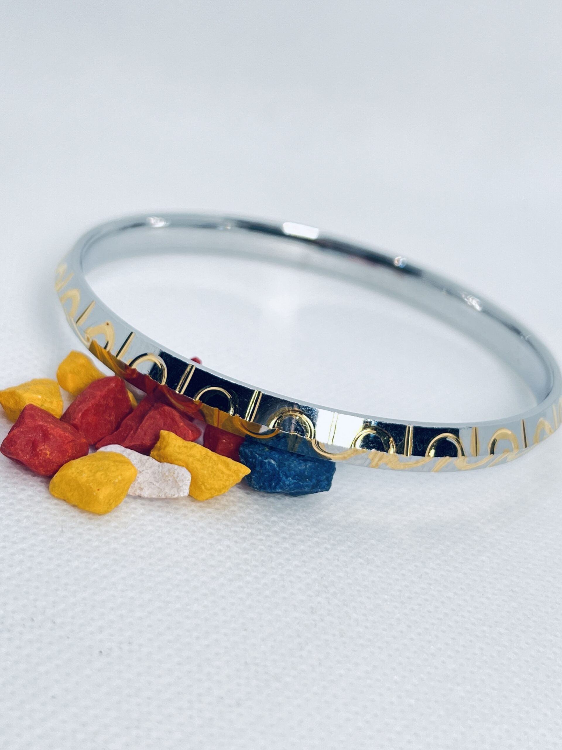 Etched & Gold-Plated 925 Silver Men's Kada