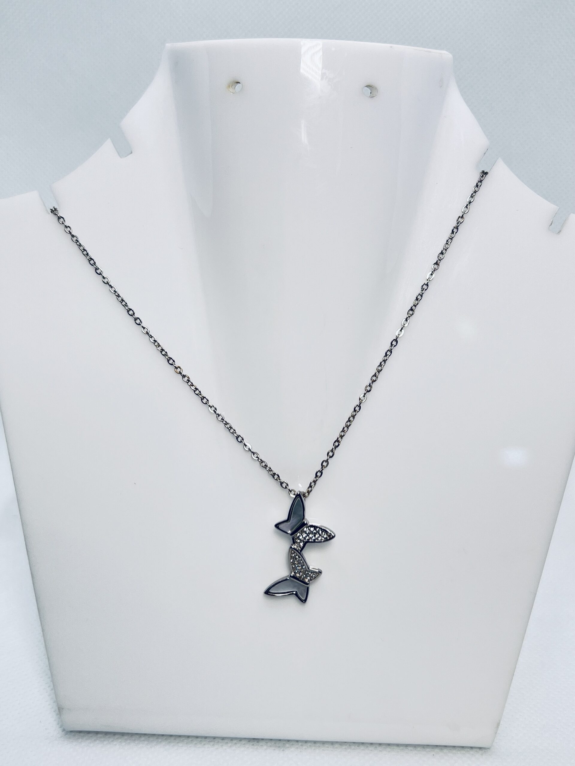 925 Silver Double Butterfly Pendant Necklace - Image 3