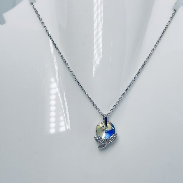 925 Sterling Silver Crystal Globe Pendant Necklace for Women
