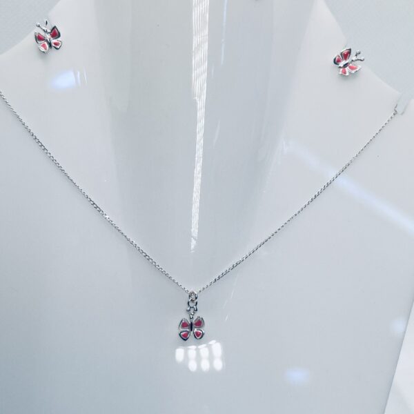925 Sterling Silver Butterfly Necklace with Matching Earrings