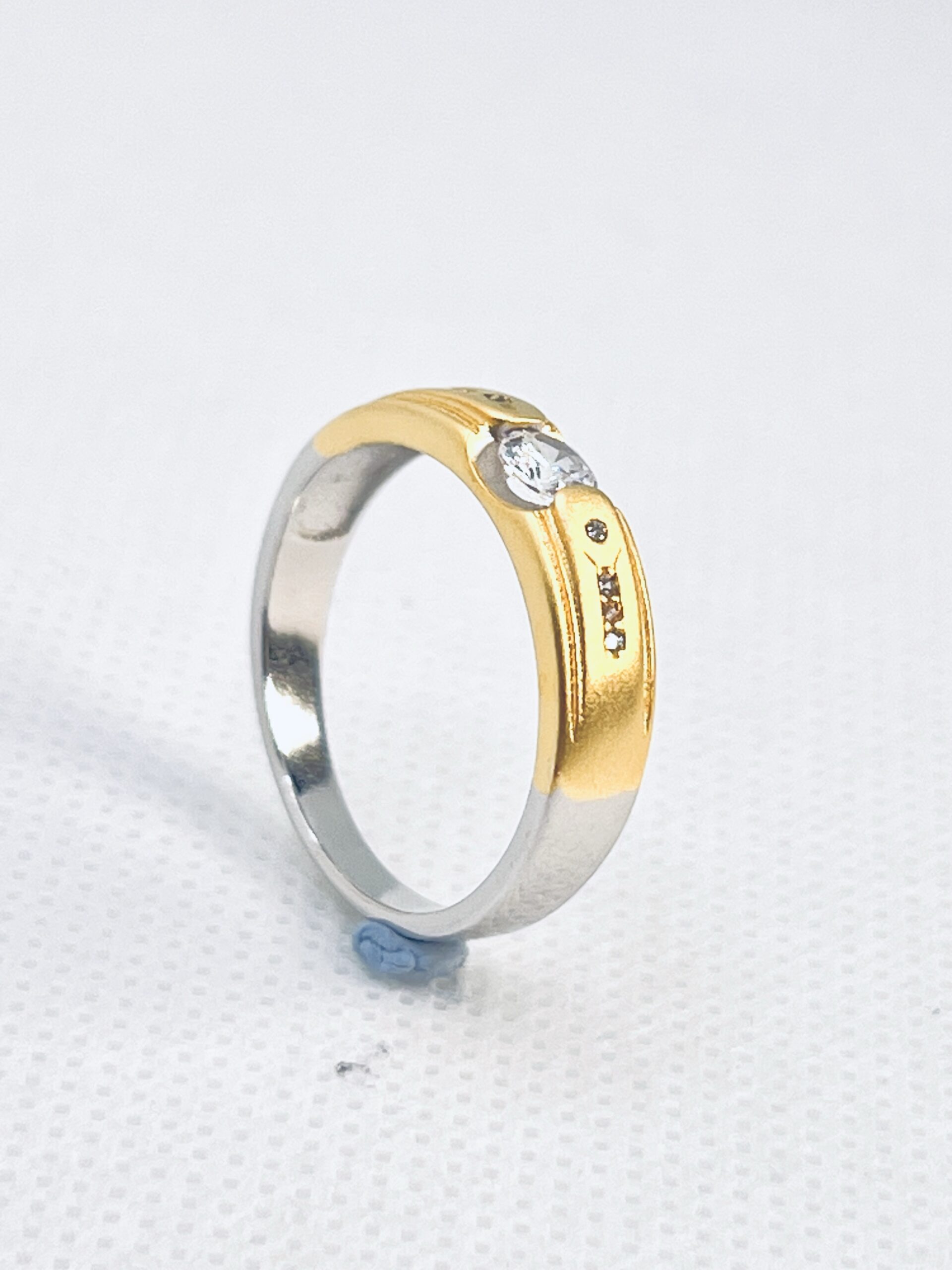 Silver Gold-Polished mens Ring with Sparkling Stone - Image 4