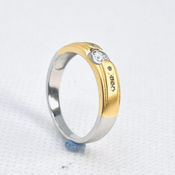 925 Sterling Silver Two-Tone Men’s Ring with CZ Stone
