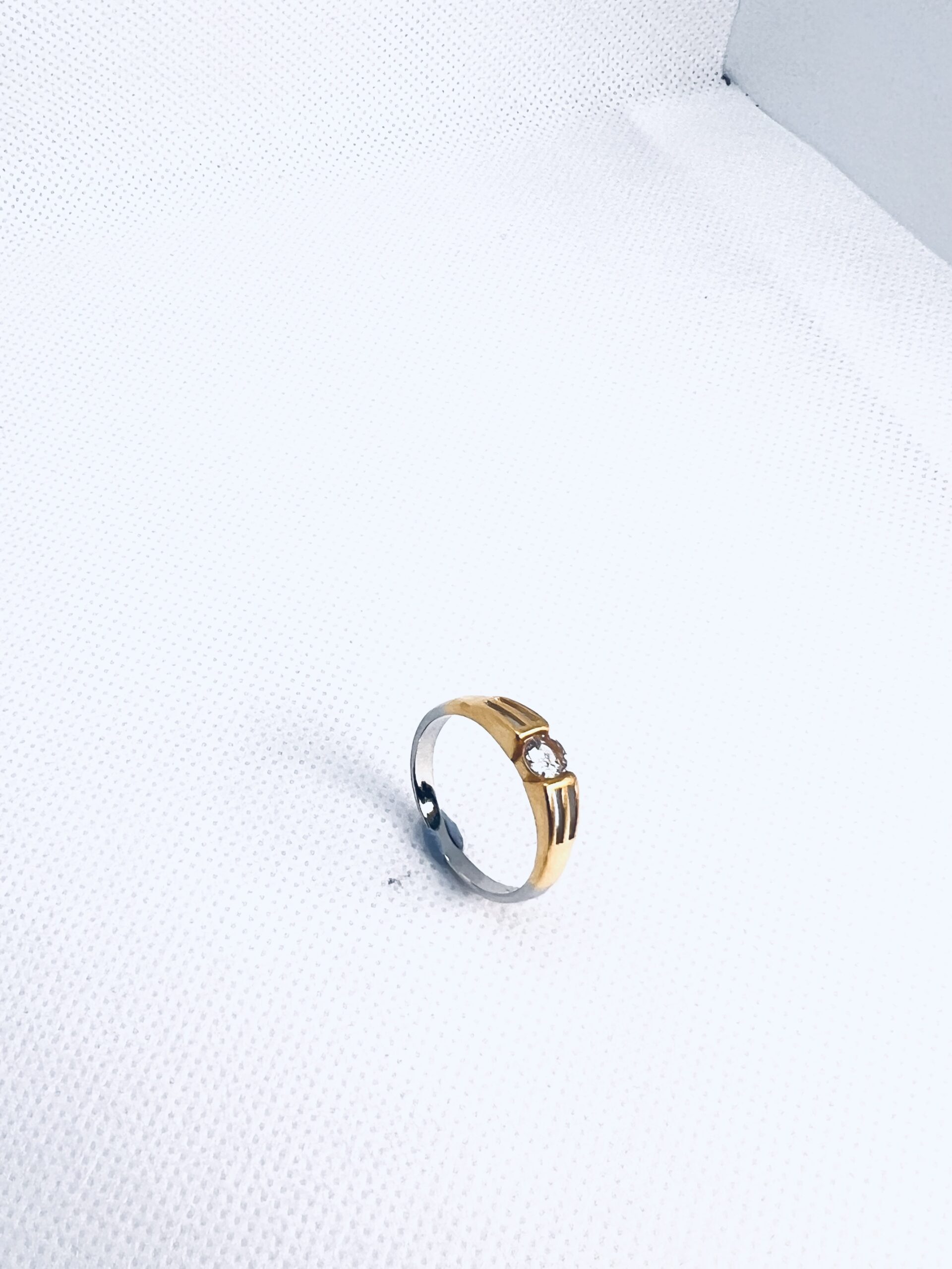 925 Sterling Silver Two-Tone Men’s Ring with Solitaire CZ - Image 2