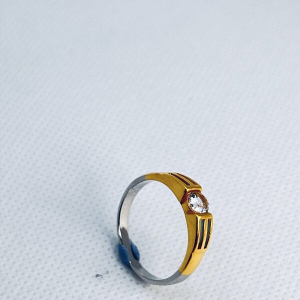 925 Sterling Silver Two-Tone Men’s Ring with Solitaire CZ