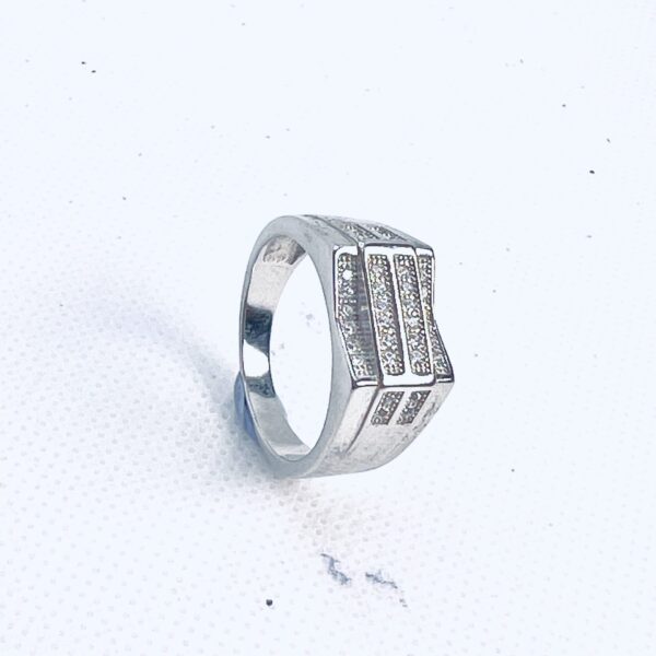 Silver Men’s Ring with Geometric CZ Detailing