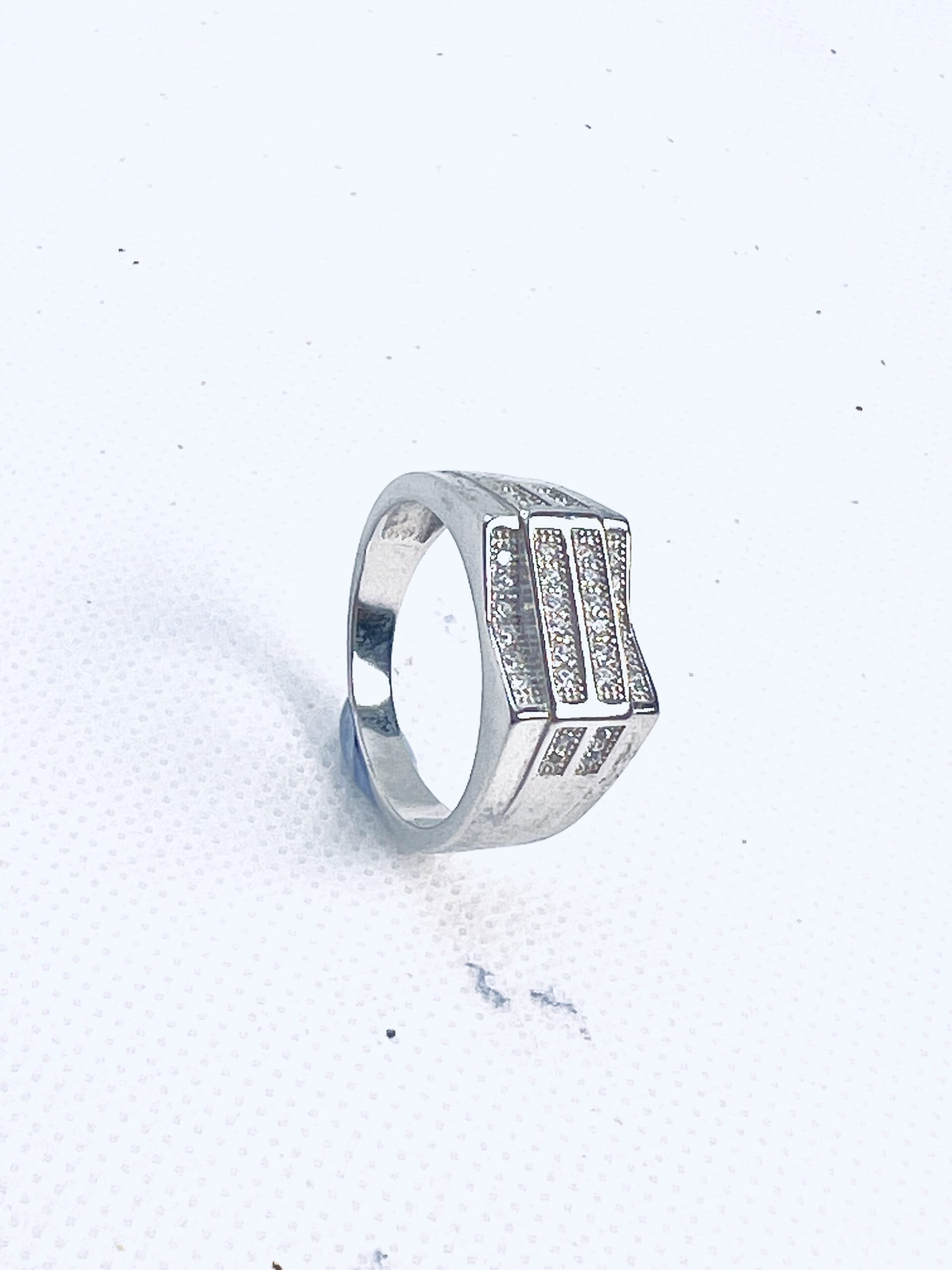 Silver Men’s Ring with Geometric CZ Detailing