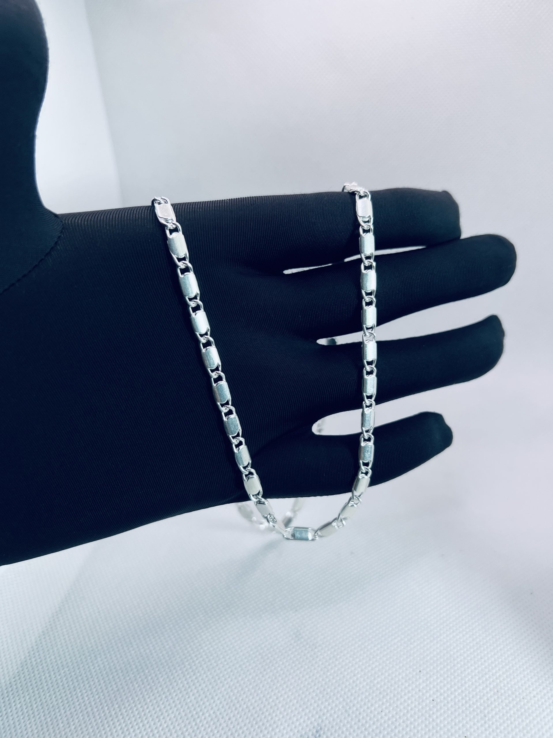 925 Sterling Silver Barrel Link Chain for Men