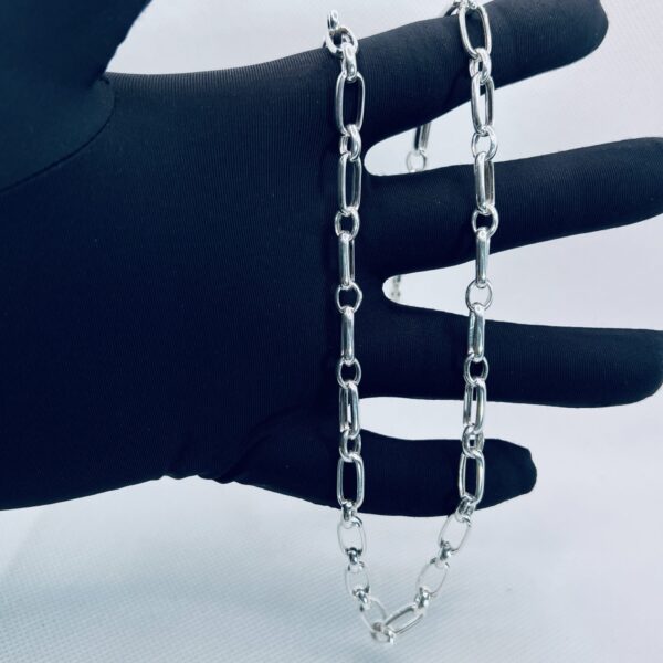 925 Sterling Silver Elongated Link Chain for Men