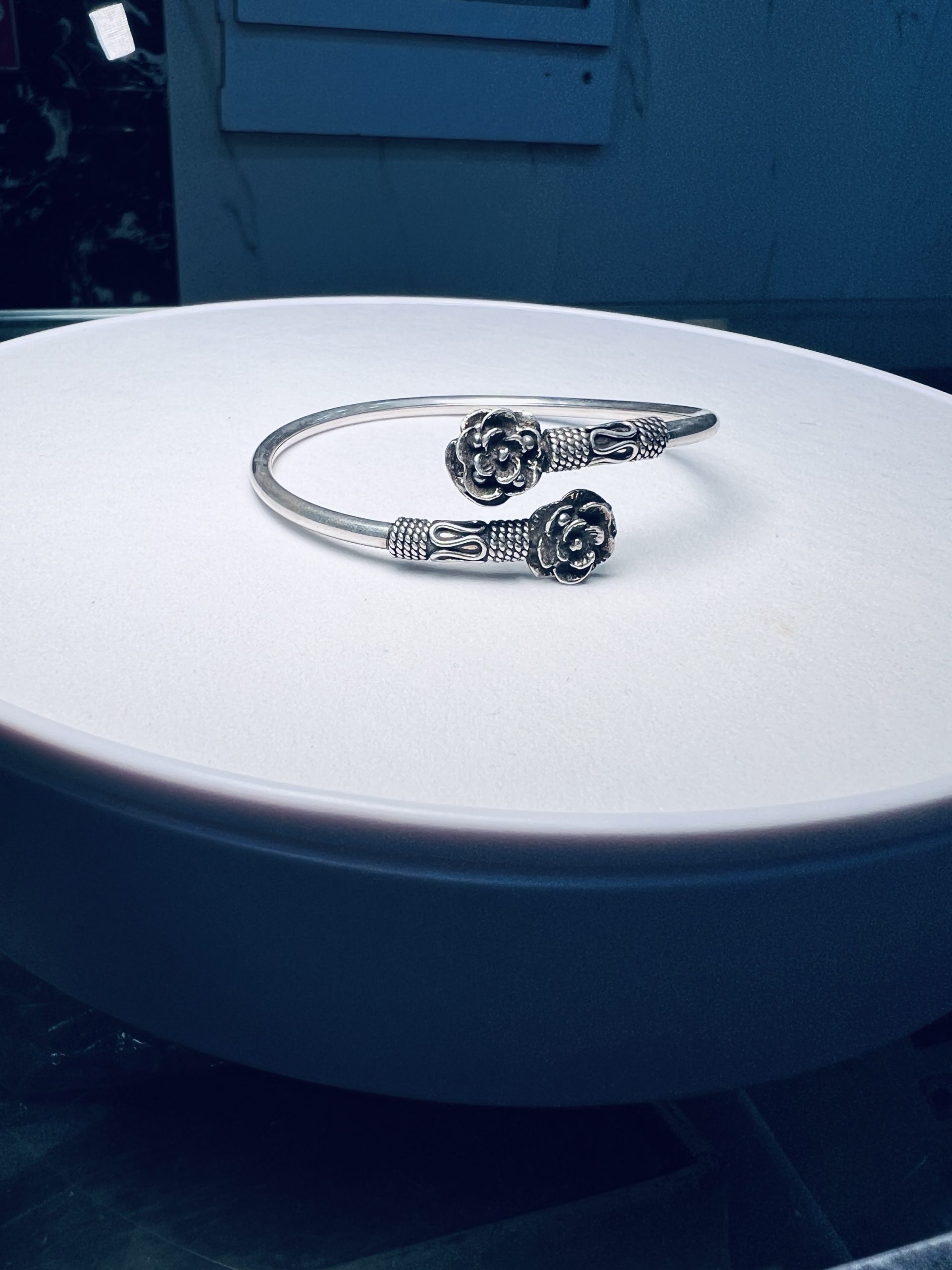 925 Silver Antique Rose Flower Bracelet - Image 3