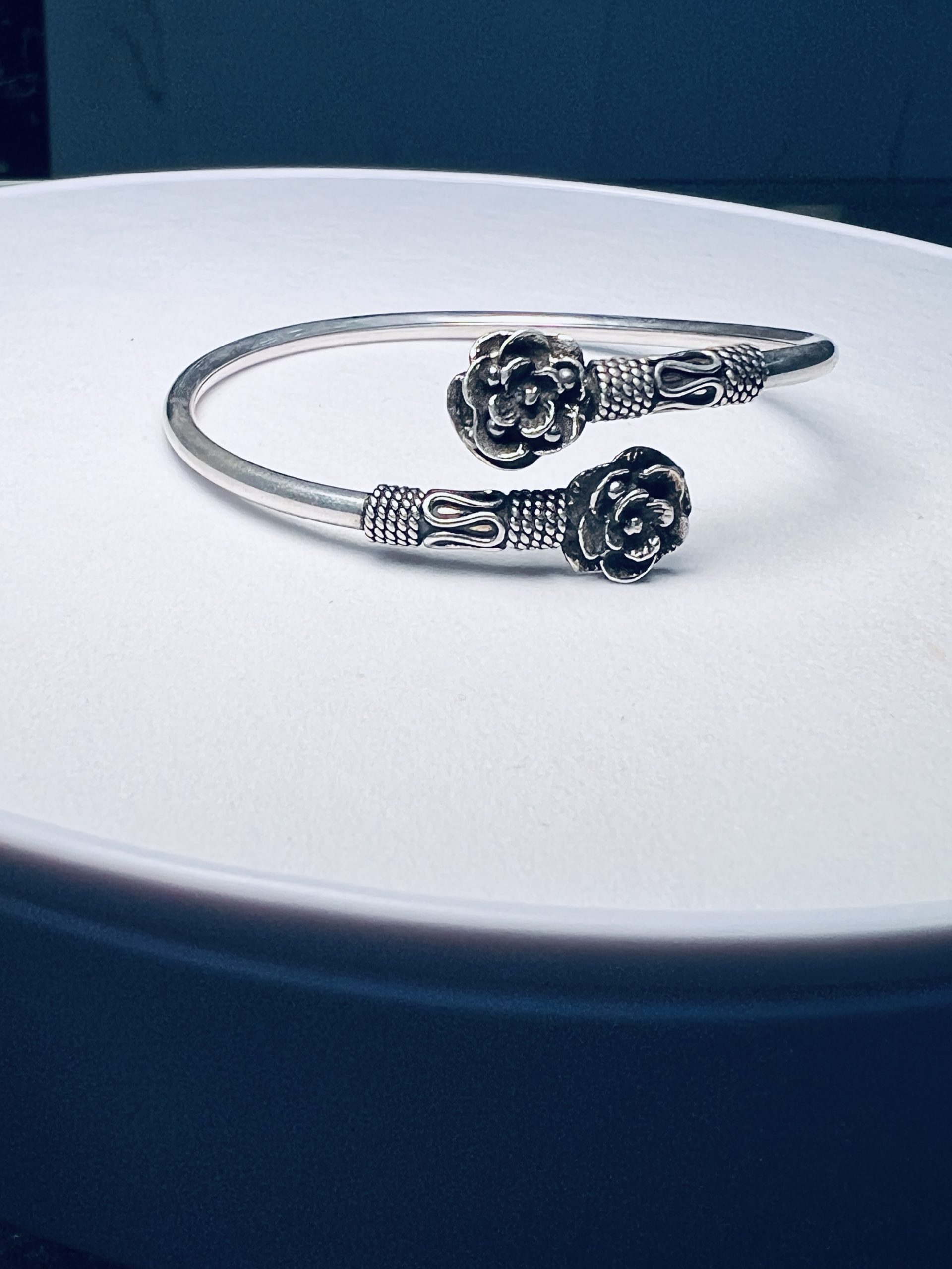 925 Silver Antique Rose Flower Bracelet