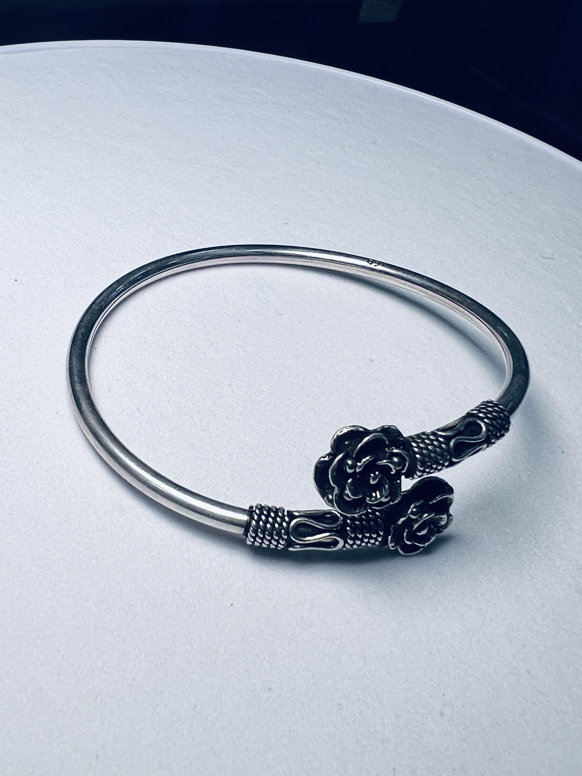 925 Silver Antique Rose Flower Bracelet - Image 2
