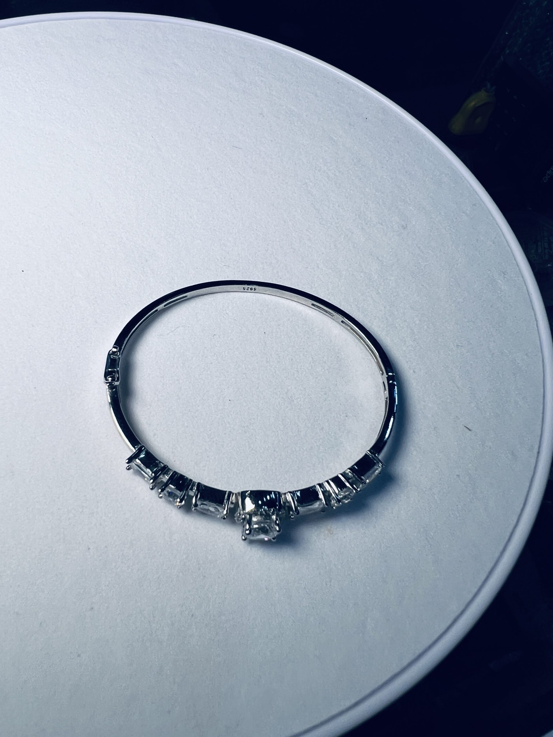 925 Silver Elegant Crystal Stone Bracelet - Image 2