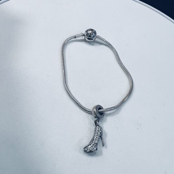 Sparkling Stiletto 925 Silver Charm Bracelet