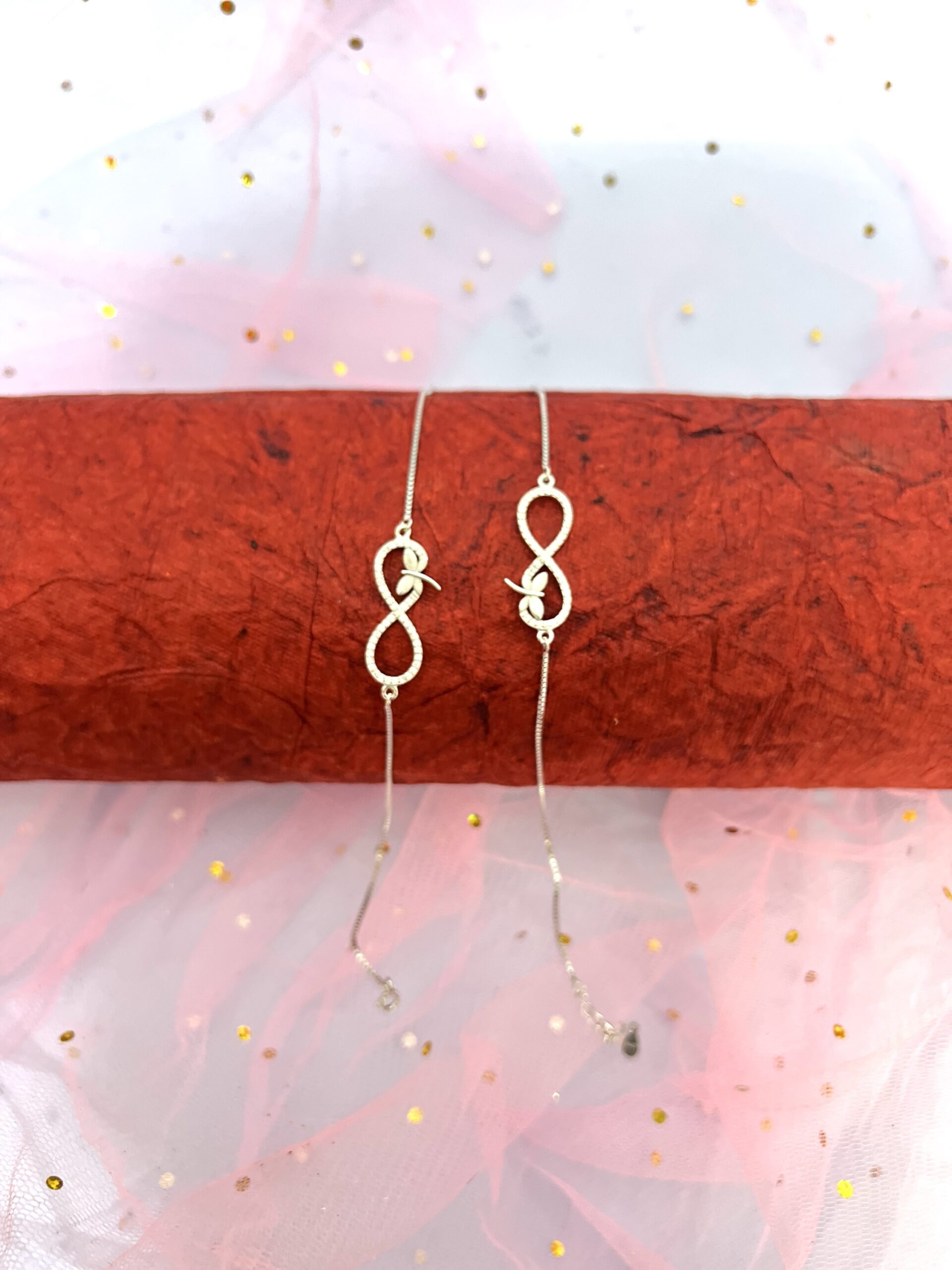 925 Sterling Silver Infinity Knot Anklets 1 Pair - Image 2