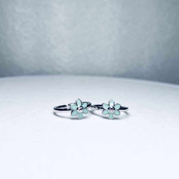 925 Silver Mint Green Flower Toe Rings (Set of 2)