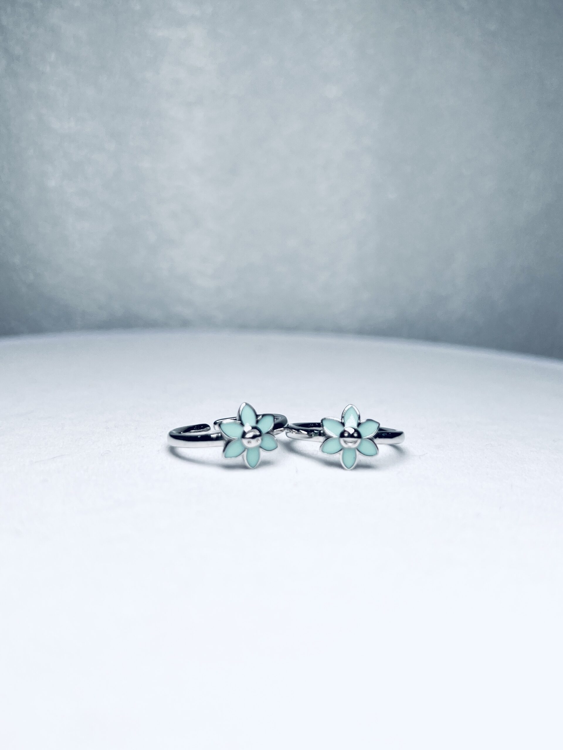 925 Silver Mint Green Flower Toe Rings (Set of 2)