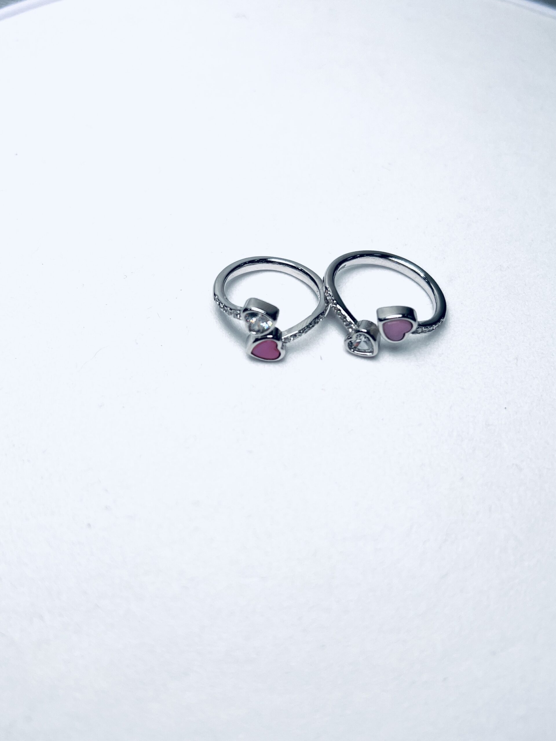 925 Silver Pink Heart Crystal Toe Rings (Set of 2) - Image 2