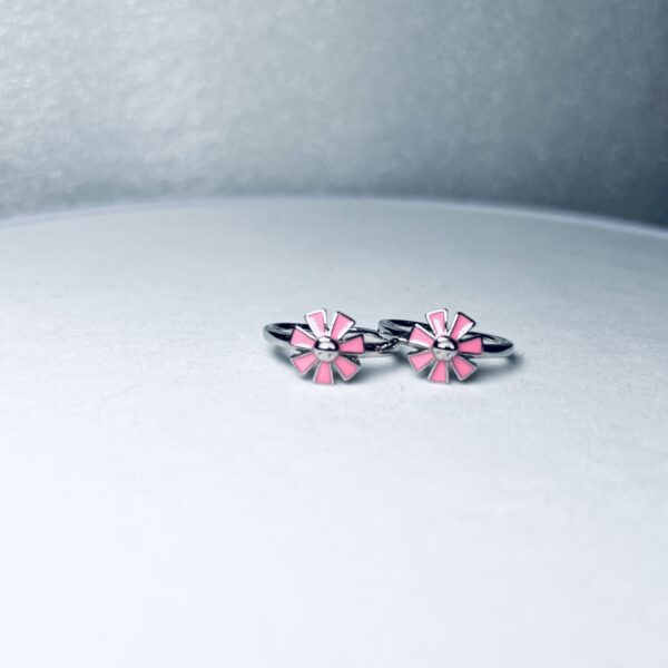 925 Silver pink Sun Flower Toe Rings (Set of 2)