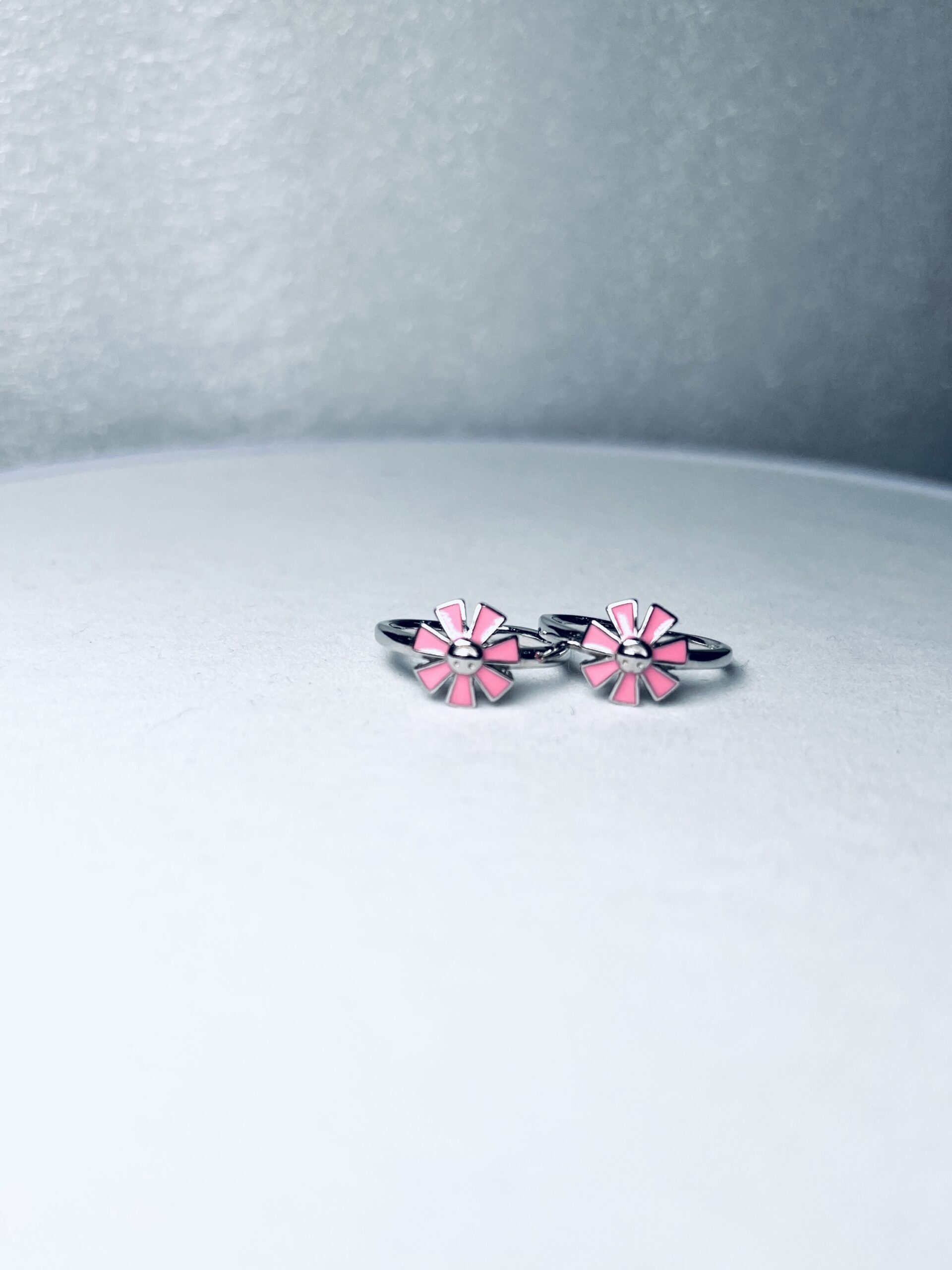 925 Silver pink Sun Flower Toe Rings (Set of 2)