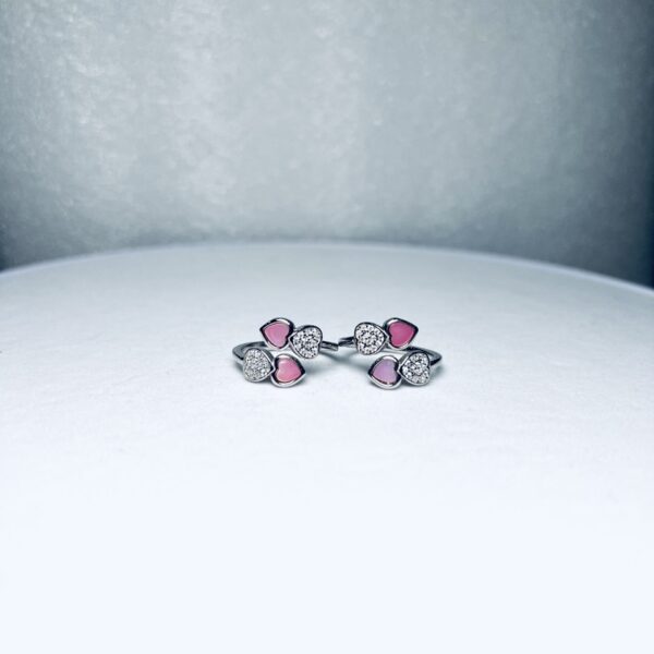 925 Silver Pink Heart Crystal Toe Rings (Set of 2)