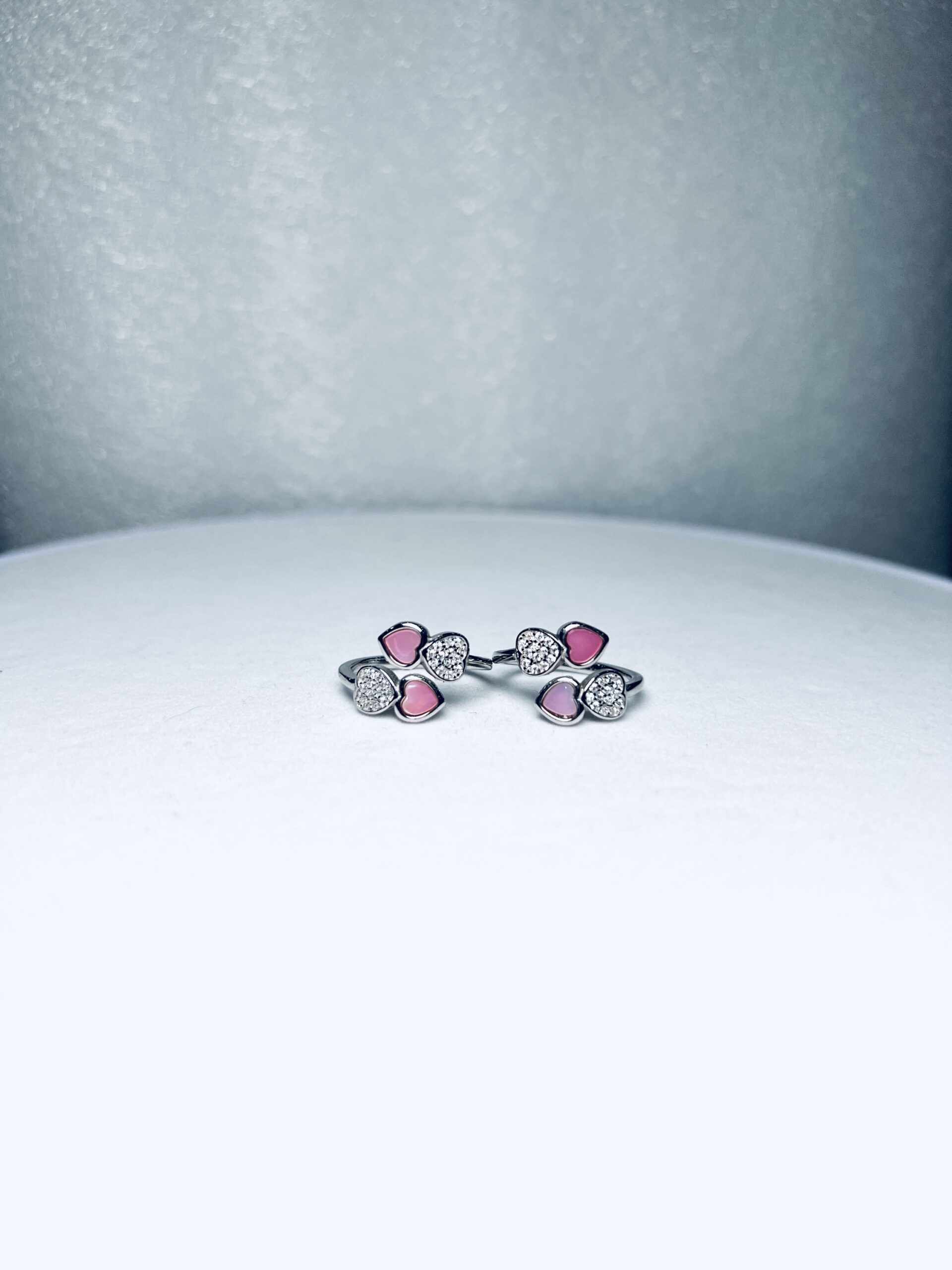 925 Silver Pink Heart Crystal Toe Rings (Set of 2)