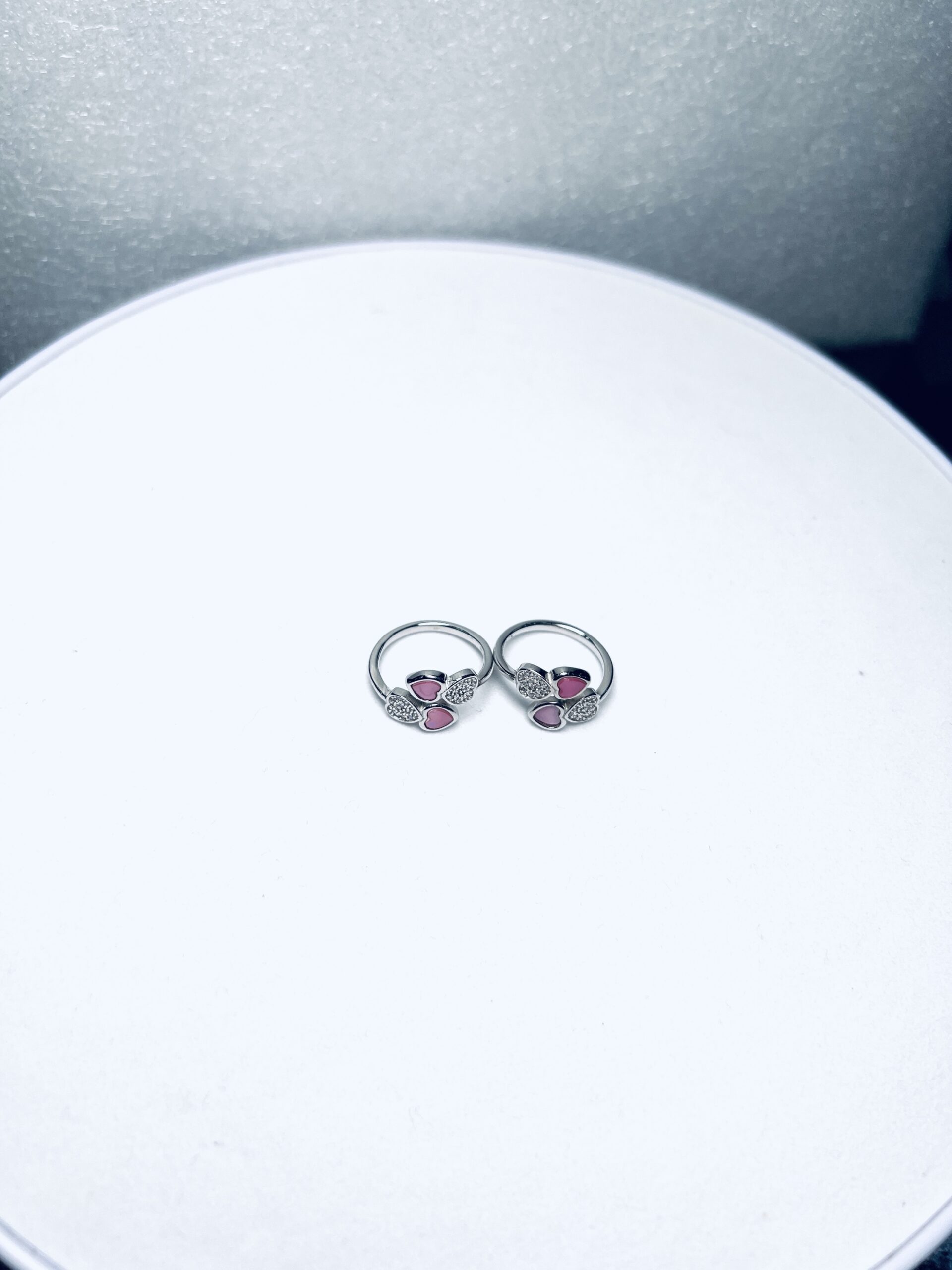 925 Silver Pink Heart Crystal Toe Rings (Set of 2) - Image 2