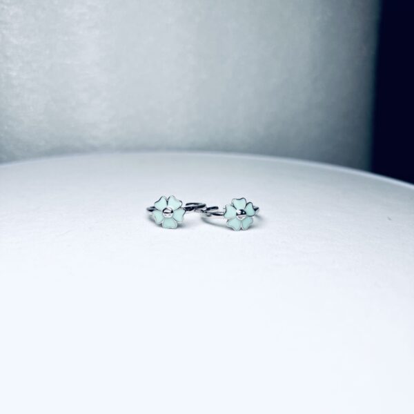 925 Silver Mint Green Flower Toe Rings (Set of 2)
