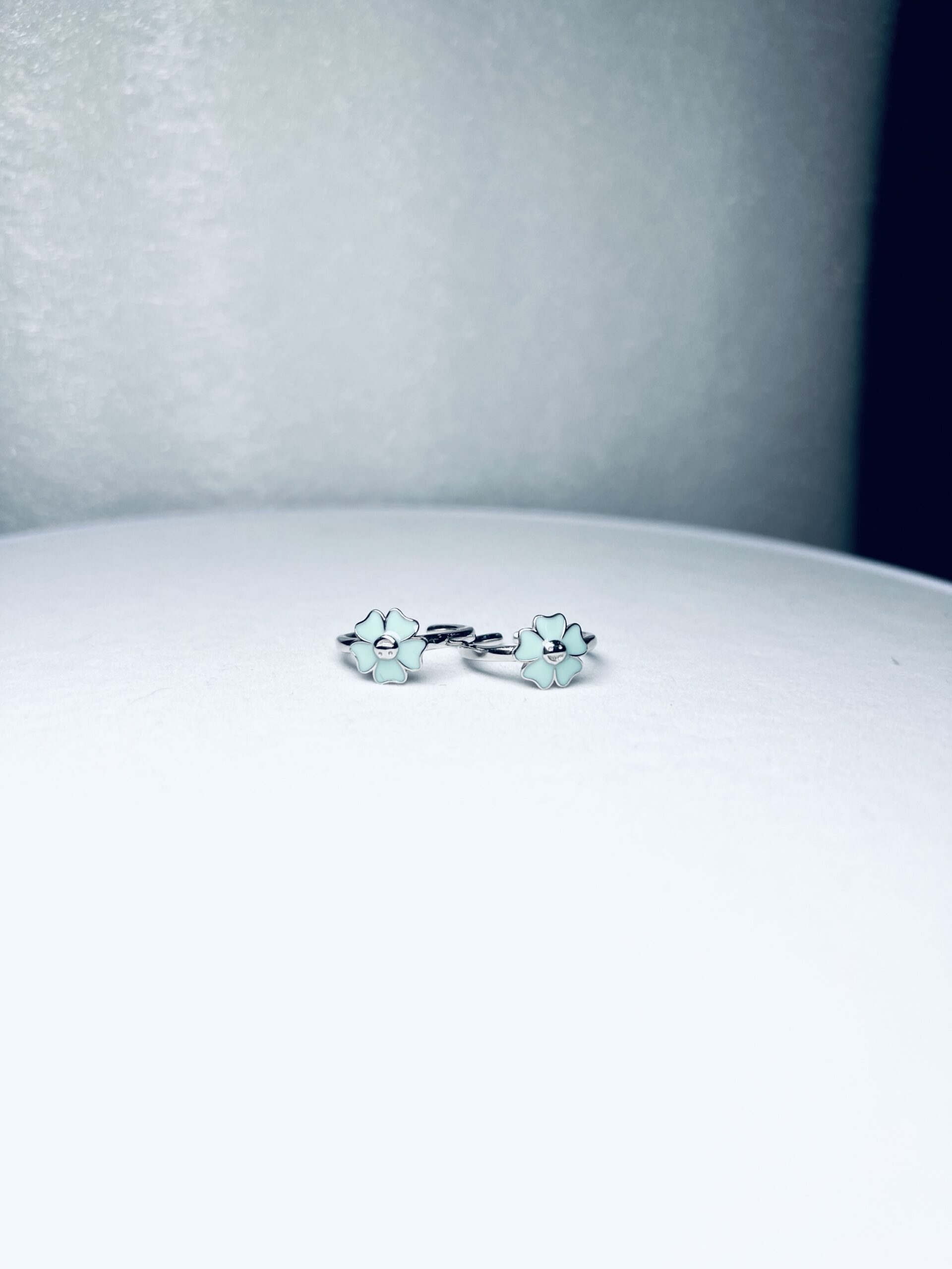 925 Silver Mint Green Flower Toe Rings (Set of 2)