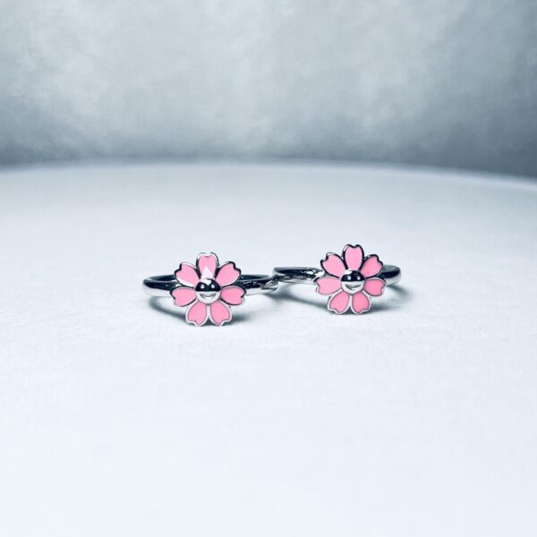 925 Silver Pink Flower Toe Rings