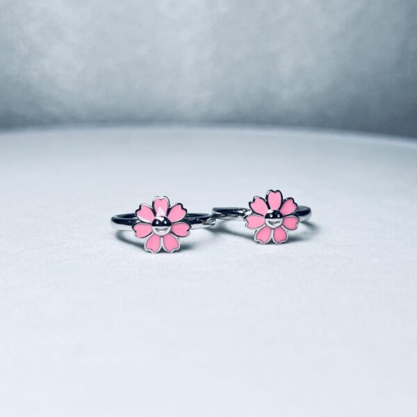 925 Silver Red Flower Adjustable Toe Rings (Set of 2)