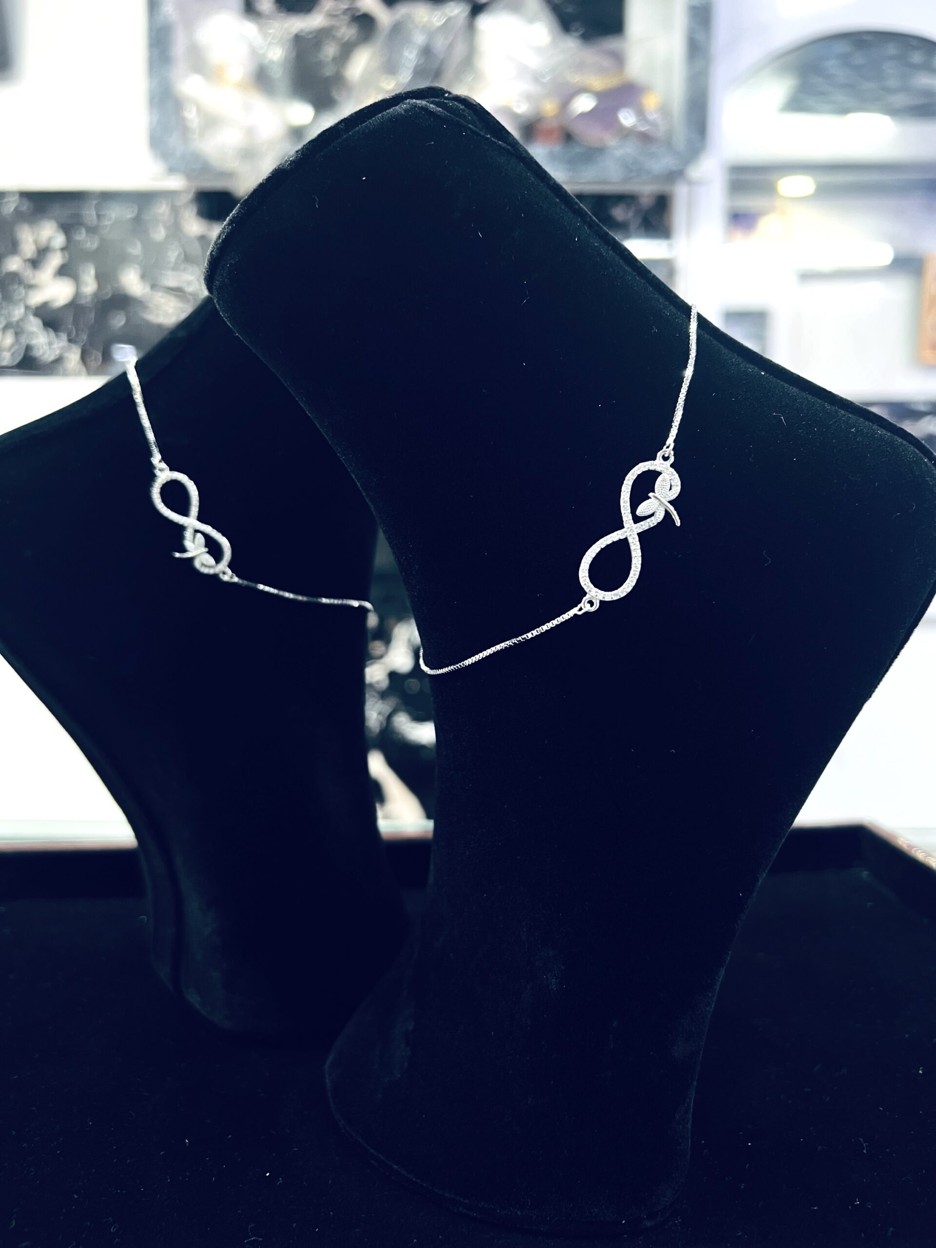 925 Sterling Silver Infinity Knot Anklets 1 Pair