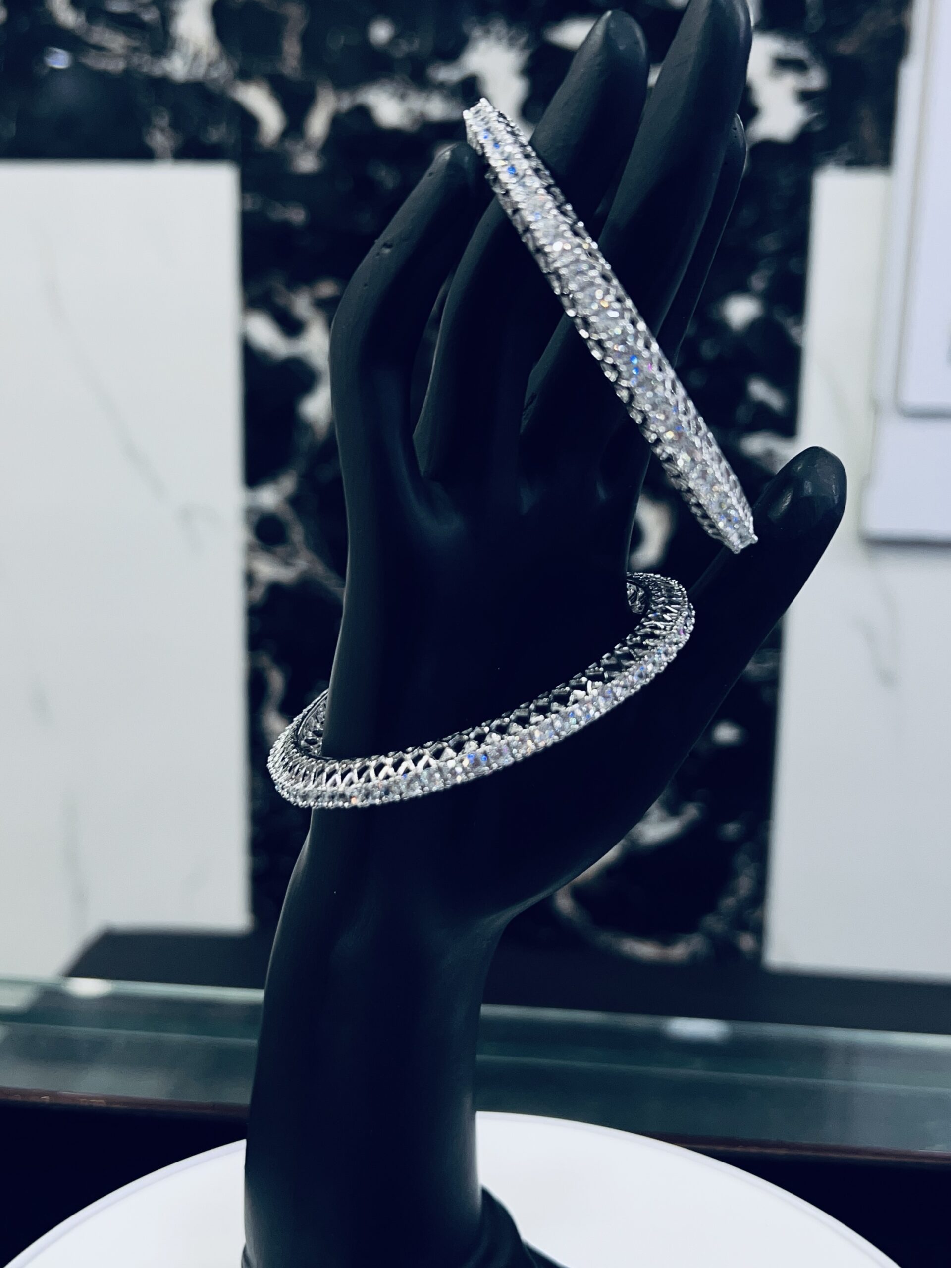 925 Silver Diamond-Cut Bangle – Size 2.6 - Image 4