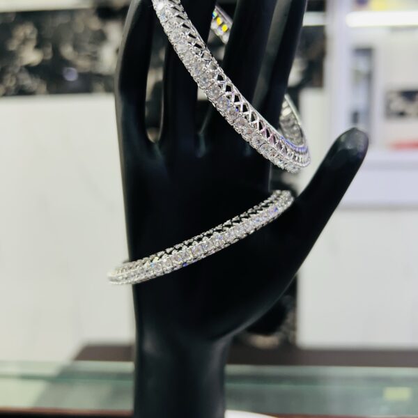 925 Silver Diamond-Cut Bangle – Size 2.6