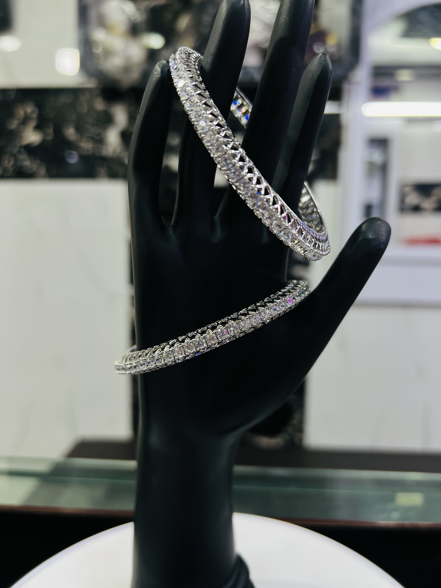 925 Silver Diamond-Cut Bangle – Size 2.6 - Image 6