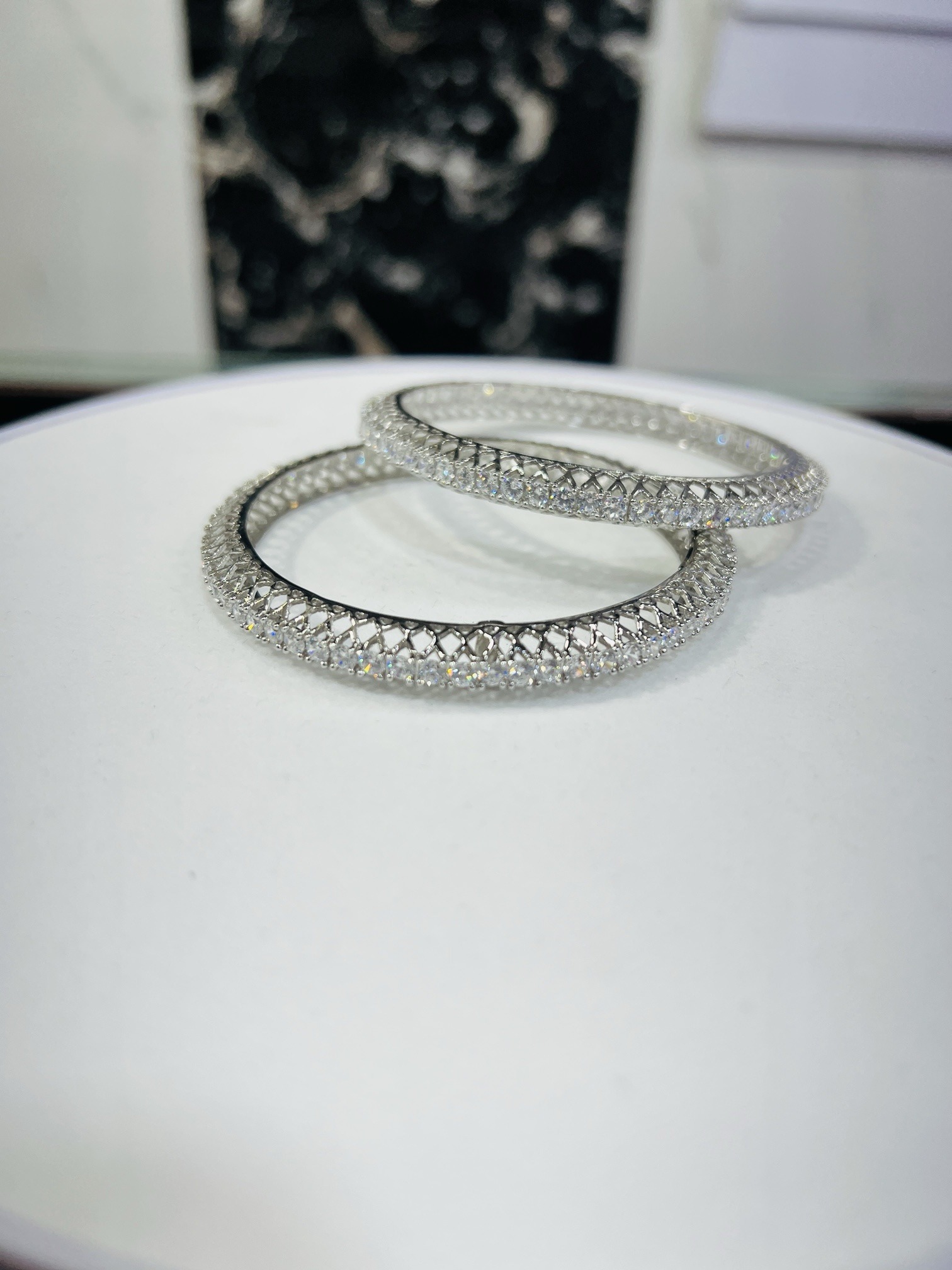925 Silver Diamond-Cut Bangle – Size 2.6 - Image 3