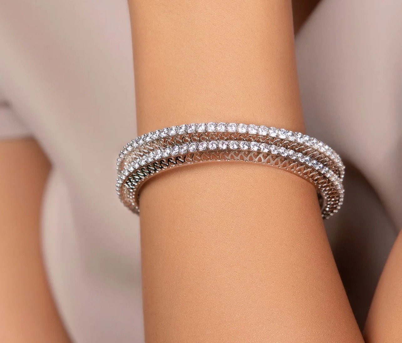 925 Silver Diamond-Cut Bangle – Size 2.6 - Image 2