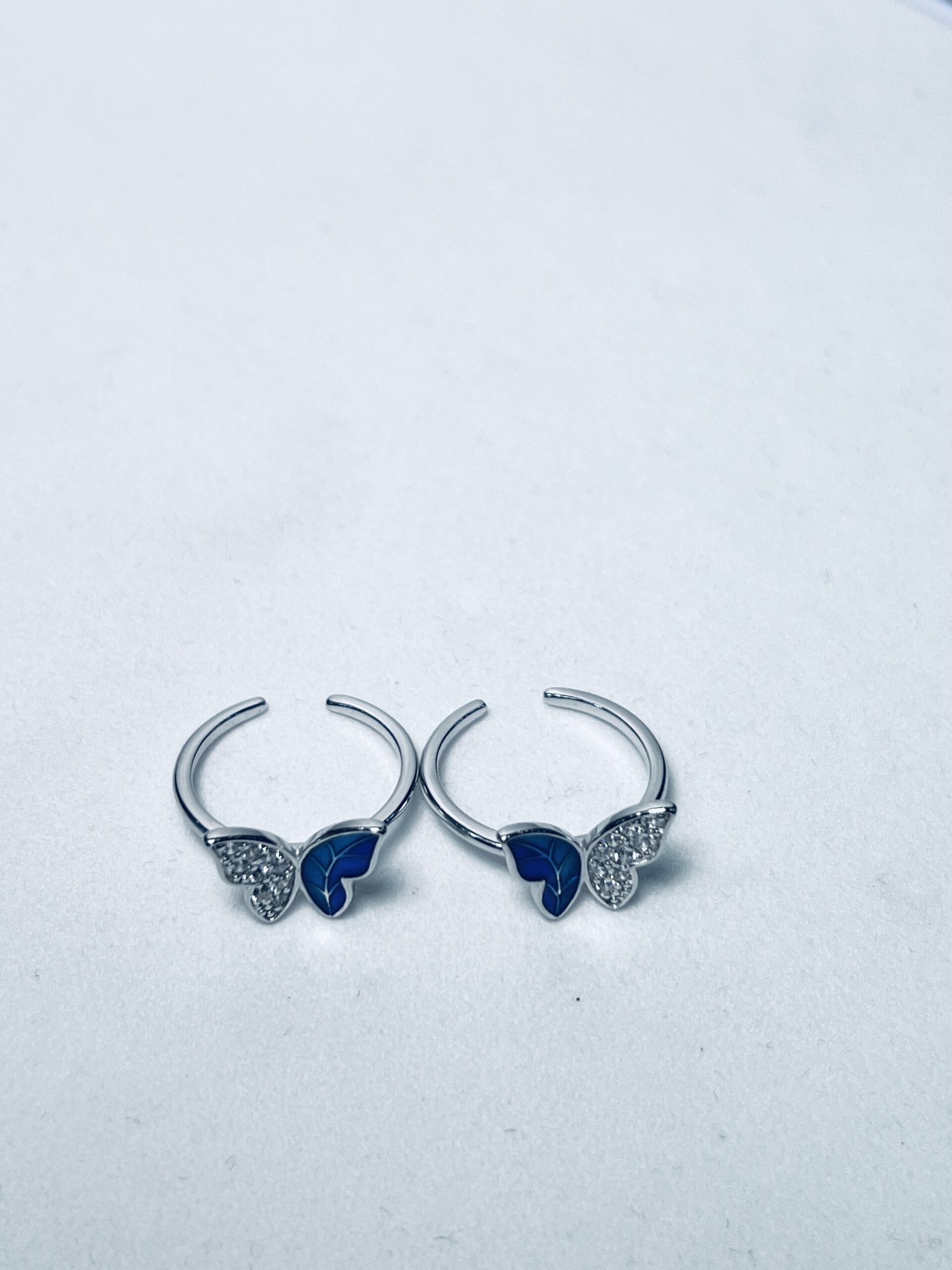 Blue Butterfly 925 Silver Toe Rings - Image 2