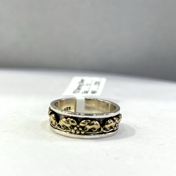 Gold Rolling Rat 925 Silver Band Ring size 10,11,12