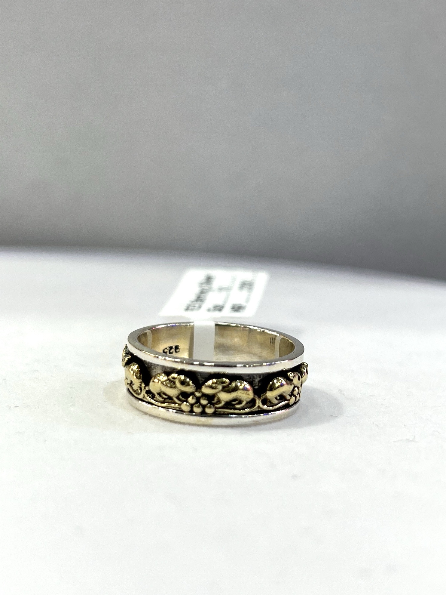 Gold Rolling Rat 925 Silver Band Ring size 10,11,12