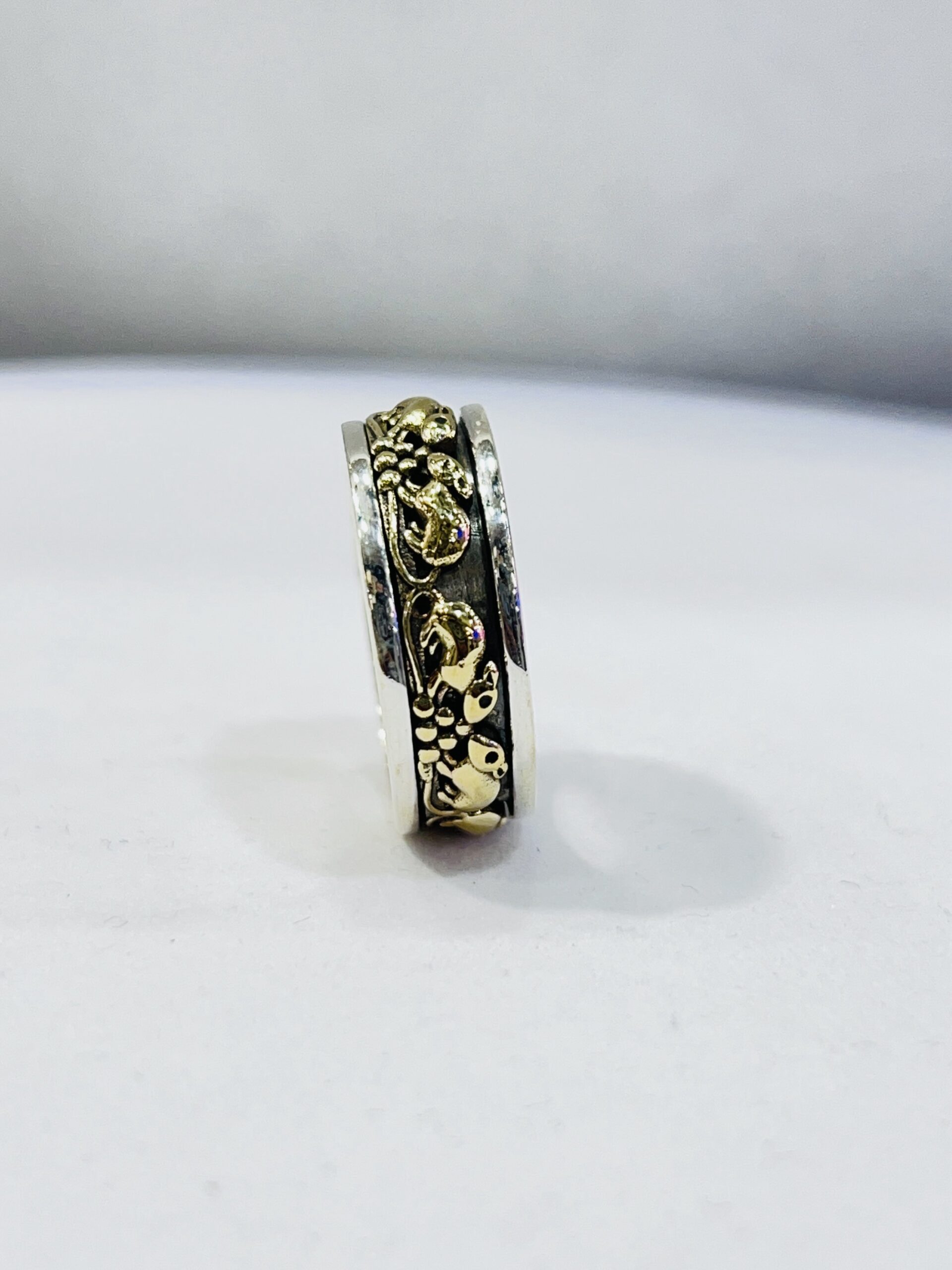 Gold Rolling Rat 925 Silver Band Ring size 10,11,12 - Image 2
