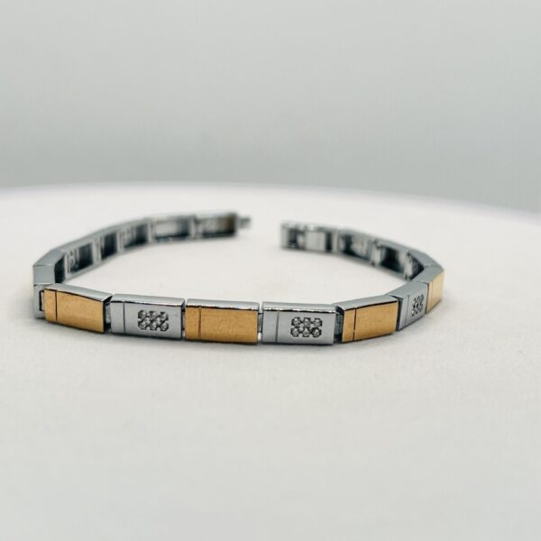 Sleek Two-Tone 925 Silver Men's Bracelet